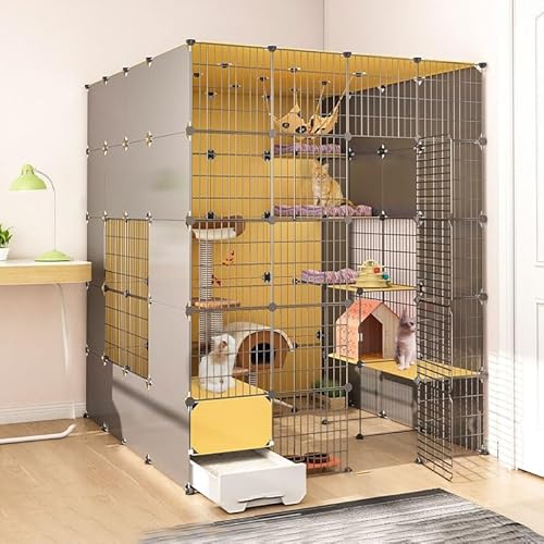 Katzenkäfige für den Innenbereich, großer Katzenkäfig mit Katzentoilette, DIY-Katzenlaufstall, Katzengehege, Abnehmbarer Drahtzwinger, Kleintierkäfige, großer Auslauf, ideal für Katzen (Größe: 147 x Katzenkäfige für den Innenbereich, großer Katzenkäfig mit Katzentoilette, DIY-Katzenlaufstall, Katzengehege, Abnehmbarer Drahtzwinger, Kleintierkäfige, großer Auslauf, ideal für Katzen (Größe: 147 x von DJAUYB