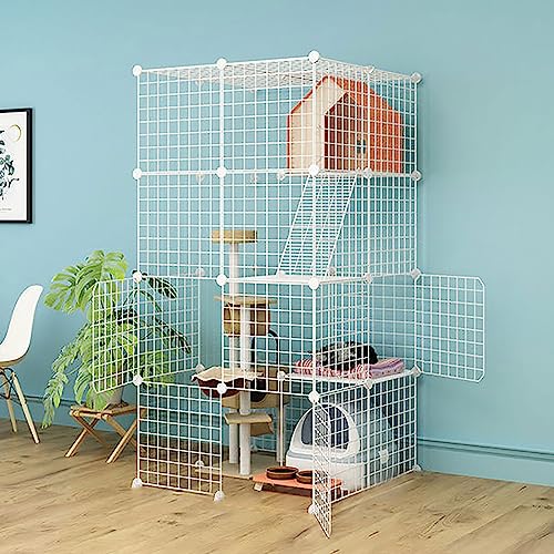 Katzenkäfige für den Innenbereich, großes DIY-Katzengehege, Katzenlaufstall, Abnehmbarer Kleintierkäfig aus Metall mit Hängematte/Katzentoilette/Katzennest/Katzennapf, für kleine Haustierkatzenwelpen Katzenkäfige für den Innenbereich, großes DIY-Katzengehege, Katzenlaufstall, Abnehmbarer Kleintierkäfig aus Metall mit Hängematte/Katzentoilette/Katzennest/Katzennapf, für kleine Haustierkatzenwelpen von DKSNAJ