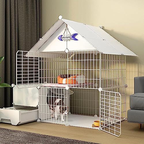 Laufställe für Kleintiere, DIY-Katzenkäfig mit Tür und geschlossener Katzentoilette, Laufstall für Haustiere, Katzengehege, Faltbarer Innenzaun, Hofbarriere (Größe: 75 x 49 x 145 cm, Farbe: Set A) Laufställe für Kleintiere, DIY-Katzenkäfig mit Tür und geschlossener Katzentoilette, Laufstall für Haustiere, Katzengehege, Faltbarer Innenzaun, Hofbarriere (Größe: 75 x 49 x 145 cm, Farbe: Set A) von DKSNAJ