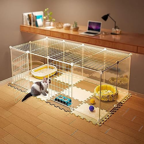 Laufställe für Kleintiere, Kaninchenkäfig, Katzenkäfig, Kleintierkäfige, Hundekäfig, Laufstall für Kleintiere, tragbarer Metalldrahtzaun für den Innen- und Außenbereich (Größe: 147 x 75 x 47 cm) von DKSNAJ
