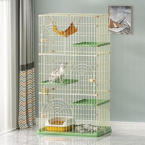 Laufställe für Kleintiere, Katzengehege für draußen, Katzenkäfig auf 3 Etagen, Katzenkäfig, Laufstall, Katzenbox, Zwinger, 76 x 51 x 90 cm, Grün (Größe: 84 x 61 x 164 cm) Wisdom von DKSNAJ