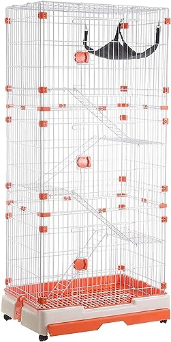 Laufställe für Kleintiere, Katzenkäfig – Katzenkäfig, Katzenkäfig für draußen, Laufstall, Katzenkäfige für drinnen, Gehege auf Rädern, 3-stöckiges Katzenhaus, 73 x 53 x 161 cm (Farbe: Standard) wisdom von DKSNAJ