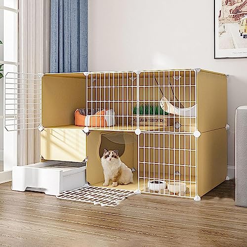 Laufställe für Kleintiere, Katzenkäfig – Katzenkäfige für den Innenbereich, Katzentransportbox, Laufstall für Haustiere, großer 2-stöckiger DIY-Katzenkäfig, Übungshof, Zaunkäfig mit Tür (Größe: 111 x Laufställe für Kleintiere, Katzenkäfig – Katzenkäfige für den Innenbereich, Katzentransportbox, Laufstall für Haustiere, großer 2-stöckiger DIY-Katzenkäfig, Übungshof, Zaunkäfig mit Tür (Größe: 111 x von DKSNAJ