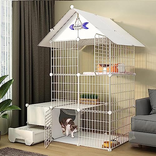 Laufställe für Kleintiere, Katzenlaufstall, Katzenkäfig, Katzenkäfige für den Innenbereich, groß, mit Katzentoilette, Katzenkäfig, Übungshof, Zaunkäfig für den Außenbereich (Größe: 111 x 49 x 145 Laufställe für Kleintiere, Katzenlaufstall, Katzenkäfig, Katzenkäfige für den Innenbereich, groß, mit Katzentoilette, Katzenkäfig, Übungshof, Zaunkäfig für den Außenbereich (Größe: 111 x 49 x 145 von DKSNAJ