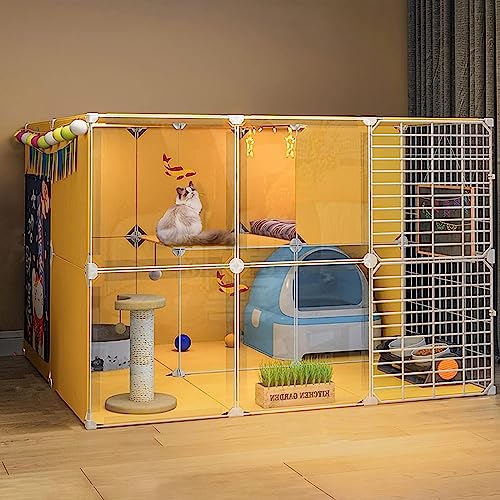 Laufställe für Kleintiere, Katzenlaufstall, Katzenkäfige, Panorama-Katzenvilla für den Innenbereich, abnehmbarer Metalldraht, langlebiger DIY-Großraum-Übungsort für den Innenbereich (Größe: 105 x 90 x Laufställe für Kleintiere, Katzenlaufstall, Katzenkäfige, Panorama-Katzenvilla für den Innenbereich, abnehmbarer Metalldraht, langlebiger DIY-Großraum-Übungsort für den Innenbereich (Größe: 105 x 90 x von DKSNAJ