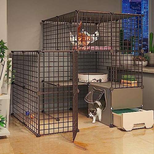 Laufställe für Kleintiere, Katzenzwinger, Catio, Katzengehege für draußen, DIY-Katzenlaufstall, große Katzenkäfige für den Innenbereich mit Katzentoilette, großer Übungsbereich (Größe: 111 x 95 x 109 Laufställe für Kleintiere, Katzenzwinger, Catio, Katzengehege für draußen, DIY-Katzenlaufstall, große Katzenkäfige für den Innenbereich mit Katzentoilette, großer Übungsbereich (Größe: 111 x 95 x 109 von DKSNAJ