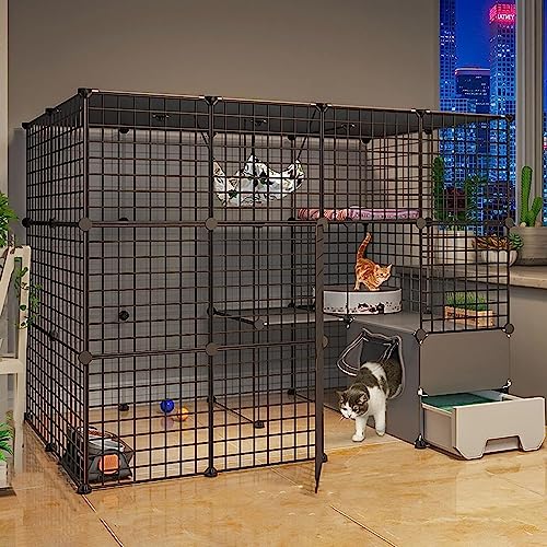 Laufställe für Kleintiere, Katzenzwinger, Catio, Katzengehege für draußen, DIY-Katzenlaufstall, große Katzenkäfige für den Innenbereich mit Katzentoilette, großer Übungsbereich (Größe: 147 x 95 x 109 Laufställe für Kleintiere, Katzenzwinger, Catio, Katzengehege für draußen, DIY-Katzenlaufstall, große Katzenkäfige für den Innenbereich mit Katzentoilette, großer Übungsbereich (Größe: 147 x 95 x 109 von DKSNAJ