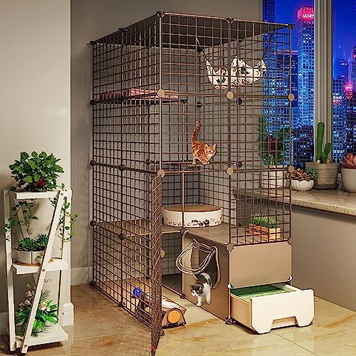 Laufställe für Kleintiere, Katzenzwinger, Catio, Katzengehege für draußen, DIY-Katzenlaufstall, große Katzenkäfige für den Innenbereich mit Katzentoilette, großer Übungsbereich (Größe: 75 x 95 x 145 Laufställe für Kleintiere, Katzenzwinger, Catio, Katzengehege für draußen, DIY-Katzenlaufstall, große Katzenkäfige für den Innenbereich mit Katzentoilette, großer Übungsbereich (Größe: 75 x 95 x 145 von DKSNAJ