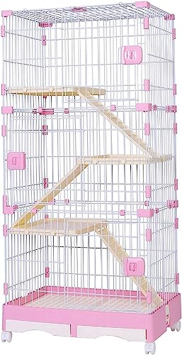 Laufställe für Kleintiere, großer Katzenkäfig, Laufstall für Katzen im Innenbereich – 2-stöckiger Katzenunterstand, Katzenkäfig mit 2 verstellbaren Sitzregalen (Farbe: C6) Wisdom von DKSNAJ