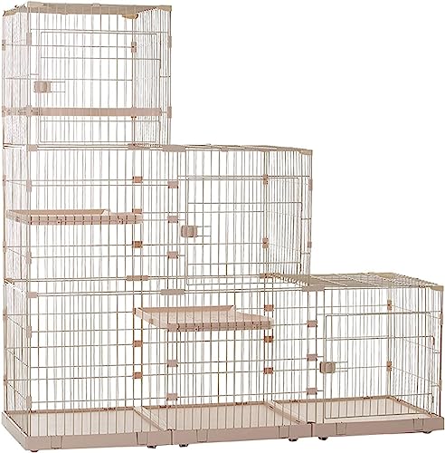 Laufställe für Kleintiere, großer Katzenkäfig, Laufstall für Katzen im Innenbereich – Katzenkäfige für den Innenbereich, Gehege auf Rädern, Zwinger aus Metalldraht, ideal für 1–4 Katzen (Größe: C2 – von DKSNAJ