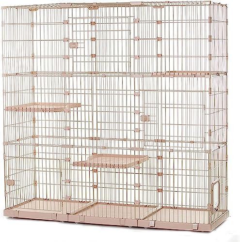 Laufställe für Kleintiere, großer Katzenkäfig, Laufstall für Katzen im Innenbereich – Katzenkäfige für den Innenbereich, Gehege auf Rädern, Zwinger aus Metalldraht, ideal für 1–4 Katzen (Größe: C6 – von DKSNAJ