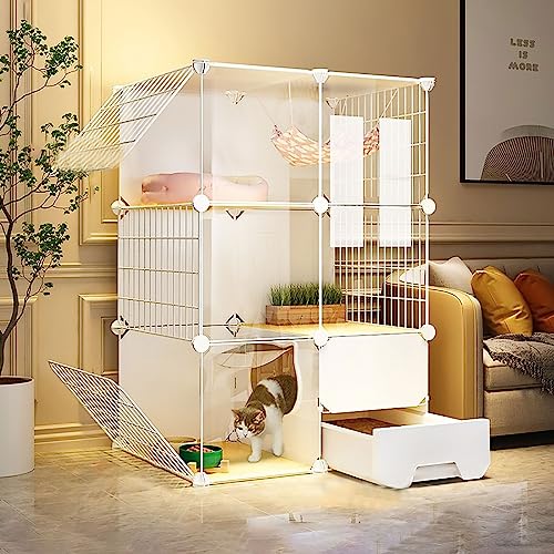 Laufstall für Katzenkäfige, halbgeschlossener Kleintierkäfig, Katzenkiste, Katzenzaun mit Leiter/Katzentoilette/Katzennest/Katzennapf, großer Übungsbereich, ideal für 1–2 Katzen (Größe: 72 x 37 x 107 Laufstall für Katzenkäfige, halbgeschlossener Kleintierkäfig, Katzenkiste, Katzenzaun mit Leiter/Katzentoilette/Katzennest/Katzennapf, großer Übungsbereich, ideal für 1–2 Katzen (Größe: 72 x 37 x 107 von DKSNAJ