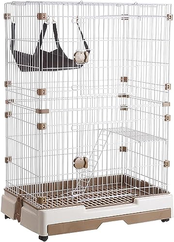 Laufstall für Kleintiere, Frettchenkäfig, Metalldraht-Zwinger, Käfig, Kleintierkäfig, für Häschen und Chinchillas, ideal für 1–4 Katzen, 73 x 53 x 110 cm (Farbe: C1) Wisdom von DKSNAJ