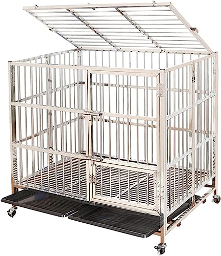 Laufstall für Kleintiere, Hundegehege für den Innenbereich, robuster Hundezwinger aus Metall mit Kistenablage und Rädern, Faltbarer Laufstall für Hunde, Katzen und Welpen (Größe: 79 x 52 x 65 cm) von DKSNAJ