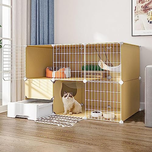 Laufstall für Kleintiere, Katzengehege, Chinchillakäfig, groß, für den Innenbereich, mit Katzentoilette, DIY-Katzenlaufstall, Abnehmbarer Metalldraht, Kätzchenzwinger, Kiste (Größe: 111 x 49 x 91 cm) Laufstall für Kleintiere, Katzengehege, Chinchillakäfig, groß, für den Innenbereich, mit Katzentoilette, DIY-Katzenlaufstall, Abnehmbarer Metalldraht, Kätzchenzwinger, Kiste (Größe: 111 x 49 x 91 cm) von DJAUYB