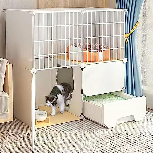 Laufstall für Kleintiere, Katzengehege, Katzengehege für draußen, Kleintierkäfige mit Tür und geschlossener Katzentoilette, geruchshemmender Spritzsand für Kätzchen (Größe: 75 x 49 x 111 cm, Farbe: C) Laufstall für Kleintiere, Katzengehege, Katzengehege für draußen, Kleintierkäfige mit Tür und geschlossener Katzentoilette, geruchshemmender Spritzsand für Kätzchen (Größe: 75 x 49 x 111 cm, Farbe: C) von DJAUYB