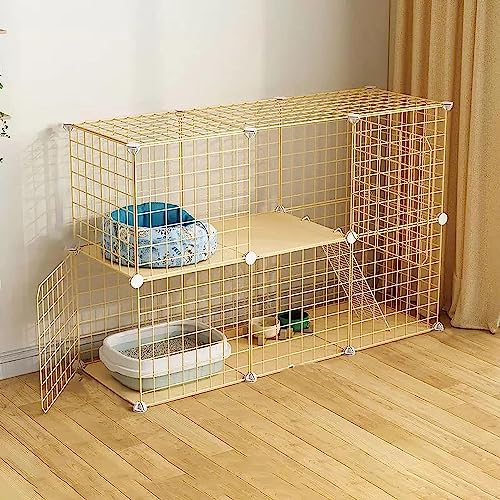 Laufstall für Kleintiere, Katzenkäfig, Metallkäfig für Kleintiere, großes Haustierhaus für den Innenbereich, zusammenklappbar, großes Katzenheim für den Innenbereich (Größe: 107 x 35 x 71 cm) Wisdom von DJAUYB