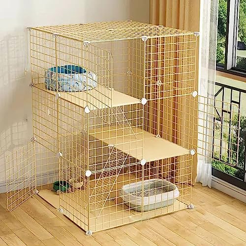 Laufstall für Kleintiere, Katzenkäfig, Metallkäfig für Kleintiere, großes Haustierhaus für den Innenbereich, zusammenklappbar, großes Katzenheim für den Innenbereich (Größe: 70 x 70 x 107 cm) Wisdom von DJAUYB