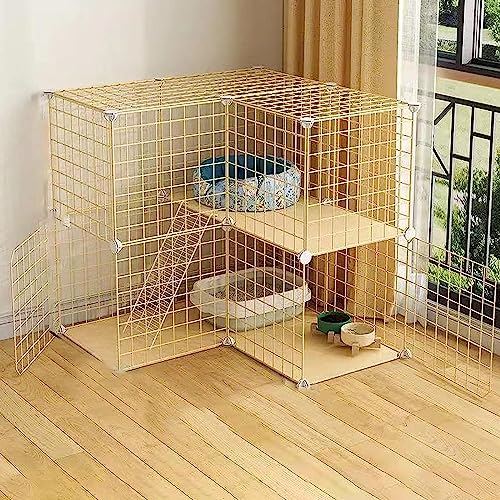 Laufstall für Kleintiere, Katzenkäfig, Metallkäfig für Kleintiere, großes Haustierhaus für den Innenbereich, zusammenklappbar, großes Katzenheim für den Innenbereich (Größe: 71 x 71 x 71 cm) Wisdom von DJAUYB