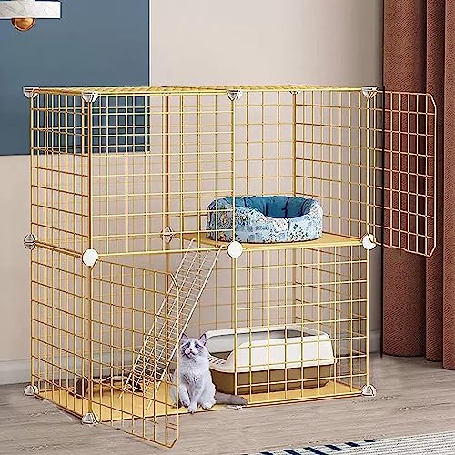 Laufstall für Kleintiere, Katzenkäfig, Metallkäfig für Kleintiere, großes Haustierhaus für den Innenbereich, zusammenklappbar, großes Katzenheim für den Innenbereich (Größe: 75 x 39 x 73 cm) Wisdom von DJAUYB
