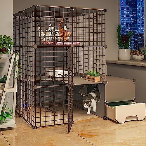 Laufstall für Kleintiere, Katzenkäfig – Laufstall für Haustiere, Katzenkäfig, Katzengehege für den Innenbereich, Katzenkisten, Katzenlaufstall, Drahtzaun mit Tür, großer Übungsbereich (Größe: 147 x Laufstall für Kleintiere, Katzenkäfig – Laufstall für Haustiere, Katzenkäfig, Katzengehege für den Innenbereich, Katzenkisten, Katzenlaufstall, Drahtzaun mit Tür, großer Übungsbereich (Größe: 147 x von DKSNAJ
