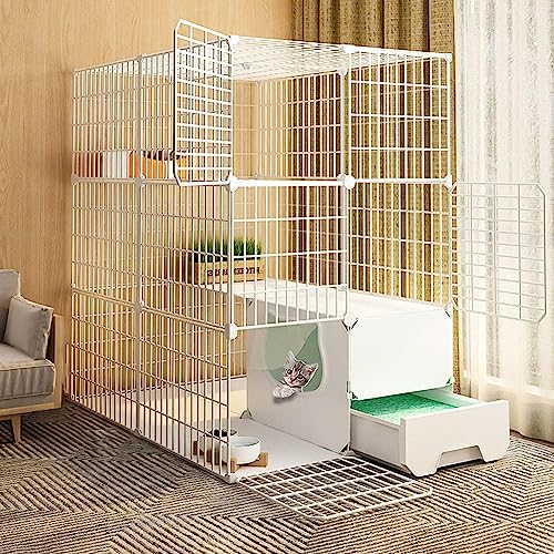 Laufstall für Kleintiere, Katzenlaufstall, DIY-Laufstall für Haustiere, Trainingshof, Zaunkäfig mit Tür und geschlossener Katzentoilette, leicht zu reinigen und Geruch zu entfernen (Größe: 111 x 49 x Laufstall für Kleintiere, Katzenlaufstall, DIY-Laufstall für Haustiere, Trainingshof, Zaunkäfig mit Tür und geschlossener Katzentoilette, leicht zu reinigen und Geruch zu entfernen (Größe: 111 x 49 x von DKSNAJ