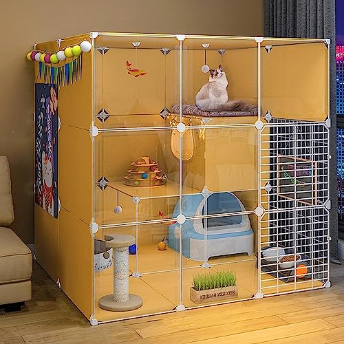 Laufstall für Kleintiere Katzenlaufstall, großer Katzenkäfig, Innenbereich, DIY-Chinchillakäfig, Abnehmbarer Kleintierkäfig aus Metalldraht mit geschlossenem (Größe: 105 x 90 x 105 cm) Wisdom von DKSNAJ
