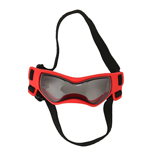 Haustierbrille, UV-Schutz, PC-Linse, Hundebrille, Cooler, Weicher Rahmen, Verstellbar, Staubdicht, für Hunderadfahren (Rot) von DKaony