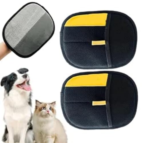 DLAYLQZG Pet Hair Removal Glove for Cats & Dogs für Hunde & Katzen - Waschbar, Wiederverwendbar - 1/2/3er Pack - Hypoallergen Pflegehandschuhe für Möbel, Autositze, Teppiche (Black,2Pcs) von DLAYLQZG