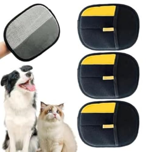DLAYLQZG Pet Hair Removal Glove for Cats & Dogs für Hunde & Katzen - Waschbar, Wiederverwendbar - 1/2/3er Pack - Hypoallergen Pflegehandschuhe für Möbel, Autositze, Teppiche (Black,3Pcs) von DLAYLQZG