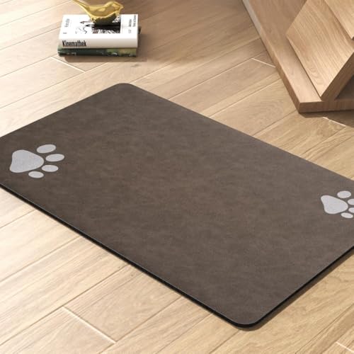 Hundefuttermatte–Super Saugfähige & Schnelltrocknende Schutzmatte für Schlampige Trinker, rutschfeste Futternapf Waschbare Hundeaccessoires (Curry,40x50cm) von DLAYLQZG