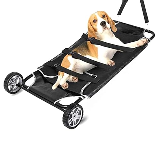 Tragbare Haustiertrage, Hundetrage für große Hunde, Mega Mover, Rettungstragewagen für verletzte Hunde mit leisen Rädern für Hunde und andere Tiere, 115 x 55 cm von DLAZUM