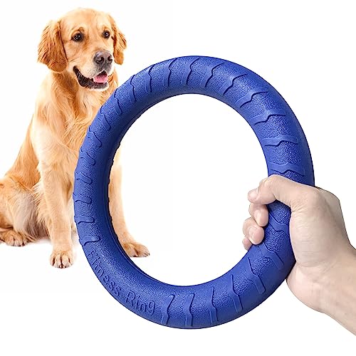 DLDER Blaues unzerstörbares Hundespielzeug für aggressive Kauer, fliegende Scheiben für mittelgroße und große Rassen, Hundetrainingsring von DLDER