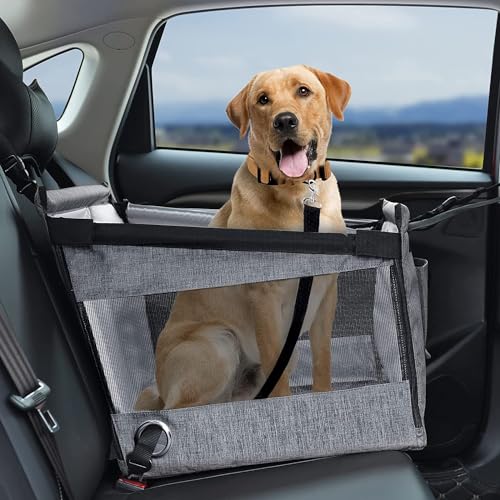 Haustiere Hundeautositz für BMW X4 X4M F26 G02 X7 G07 20i 20d 30i 30d, Universal Faltbare Tragbare Wasserfestes Hunde Autositz Transporttasche Zubehör,B-Grey von DLHFC