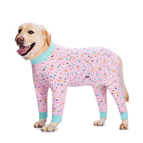 1 x Hundekleidung Pyjama für mittelgroße und große Hunde, weich, gemütlich, Rosa, Regenbogenpferde, 28 von DLKSH