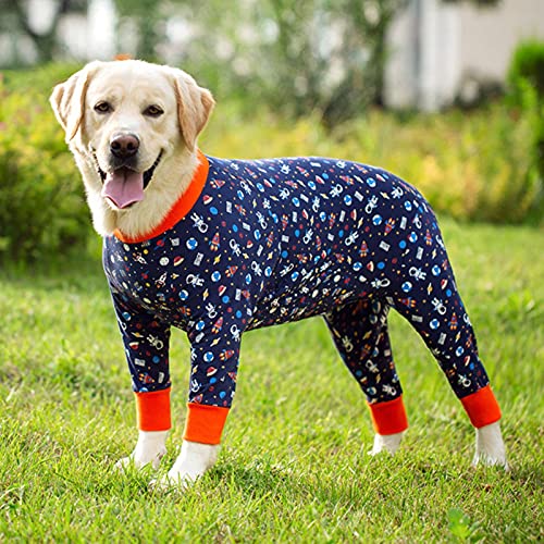 1 x Hundekleidung Pyjama für mittelgroße und große Hunde, weich, gemütlich, marineblau, Astronaut, 38 von DLKSH