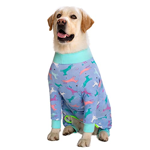 1 x Hundekleidung Pyjama für mittelgroße und große Hunde, weich, gemütlich, violette Pferde, 38 von DLKSH