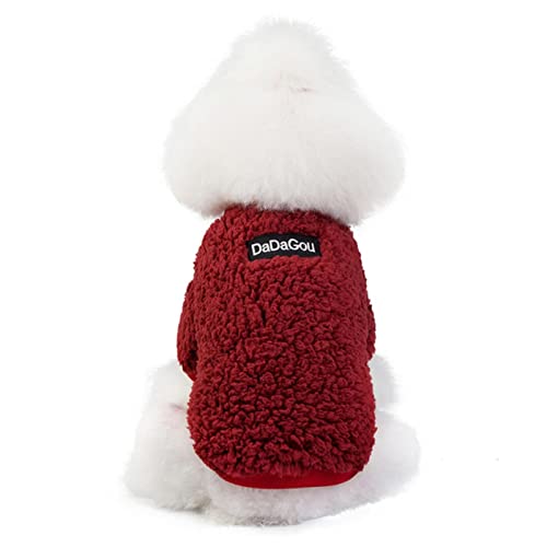 Winterkleidung für kleine Hunde, warm, Plüsch, Mädchen, Rot, Größe L, 1 Stück von DLKSH