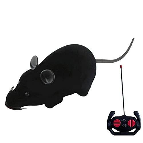 DLSIN Fernbedienung Maus, ABS Maus Spielzeug, Indoor Interaktive Quietschende Maus, Indoor Katzen Interaktives Spielzeug, Roboter Maus Spielzeug für Kätzchen und Katzen Schwarz von DLSIN