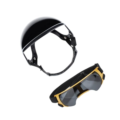 Verstellbares Schutzhelm und Schutzbrille für aktive Haustiere, Outdoor-Aktivitäten, sonnenfeste Sonnenbrille, kleine Rassen, Haustiere, Outdoor-Aktivitäten von DLUKENY