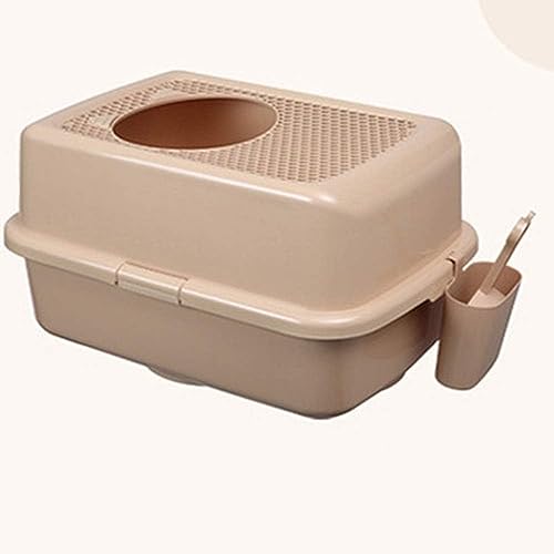 Cat Litter Boxes Cat Toilet Pet Toilet Supplies Litter Box Jack-in Litter Box Environmentally Friendly Large Enclosed Grid Simulation Toilet with Shovel for Cats (Color : Light Coffee Size : 40.5x3 ( von DLUXCA