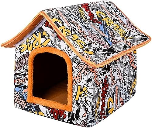 Haustier Hund Bett Haus Winter Warme Hundehütte Nest Faltbare Weiche Sofa Kissen Bequeme Haustiere Schlafen Liefert (Color : D, Size : M) von DLUXCA