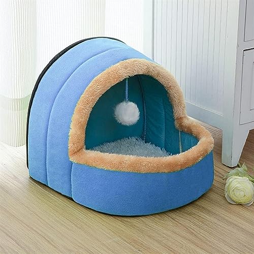 Haustier Hund Katze Bett Welpen Haus mit Spielzeug Ball warme weiche Haustier Kissen Hundehütte Katze Schloss (Color : 3-Pack, Size : 37x41x37) von DLUXCA