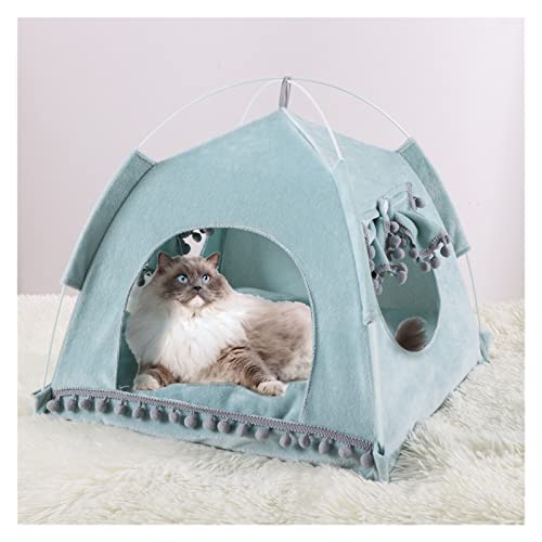 Haustier-Zelthaus, Katzenbett, tragbares Tipi mit dickem, weichem Kissen, erhältlich for Hunde- und Welpenausflüge im Innen- und Außenbereich (Color : D, Size : L) von DLUXCA