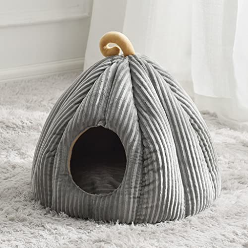 Katzenbett, Warmer Haustierkorb, Hundehaus, Kätzchenliege, Kissen, Katzenhaus, Zelt for kleine Hunde, Matte, waschbar (Color : Argento, Size : L) von DLUXCA