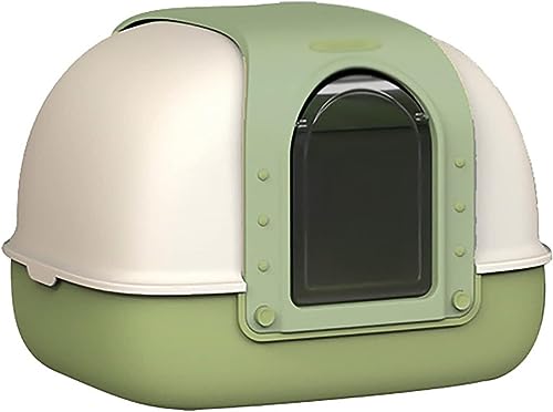 Katzentoiletten, Doppel-Clamshell-Katzentoilette, vollständig geschlossene, übergroße Katzentoilette, Haustier-Reinigungsmittel for Katzen (Color : Green, Size : 42.85x58x48.6cm) von DLUXCA