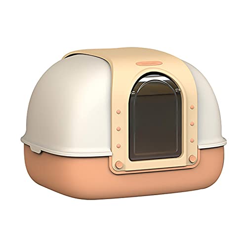 Katzentoiletten, Doppel-Clamshell-Katzentoilette, vollständig geschlossene, übergroße Katzentoilette, Haustier-Reinigungsmittel for Katzen (Color : Orange, Size : 42.85x58x48.6cm) von DLUXCA