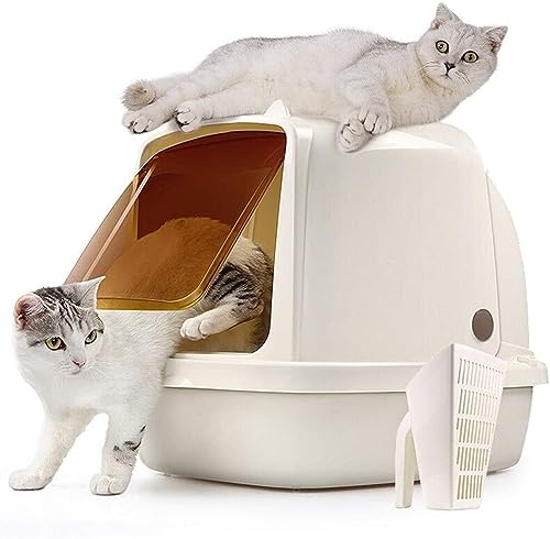 Katzentoiletten, Katzenstreu, Katzenohren, vollständig geschlossene Katzentoilette, Katzentoilette, umklappbare Katzentoilette, vollständig geschlossene Deodorant-ABS-Katzentoilette, Katze for Katzen von DLUXCA