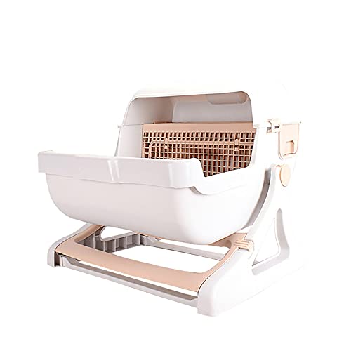 Katzentoiletten Katzentoilette Halbgeschlossene Katzentoilette Große geschlossene Katzentoilette Katzenhaustiertoilette for Katzen (Color : Beige, Size : 50x50x46cm) von DLUXCA