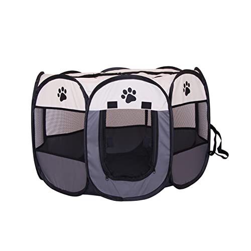 Tragbares, zusammenklappbares Haustierzelt, Hundehütte, langlebiger Hundezaun for Katzen, großer Hundekäfig im Freien, Laufstall for Katzen (Color : Argento, Size : 74x74x43CM) von DLUXCA